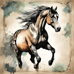 Horse art nanquim watercolor