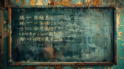 Fototapeta premium Japanese writing on the blackboard