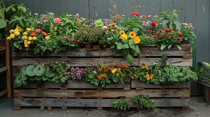 A Blooming Pallet Garden