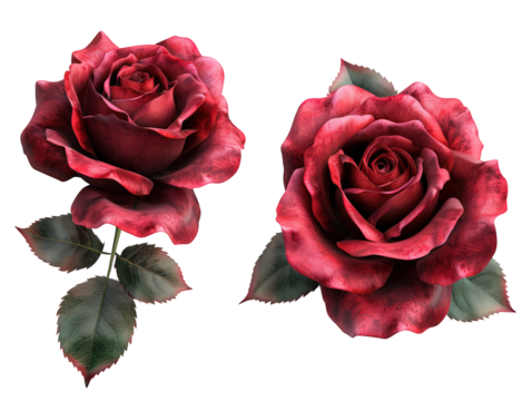 red roses isolated on white background