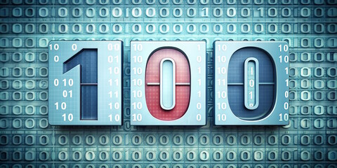  number 100 on binary code background