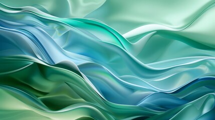 Obraz premium A dynamic abstract background featuring flowing waves in shades of blue and green, evoking a sense of movement and fluidity.