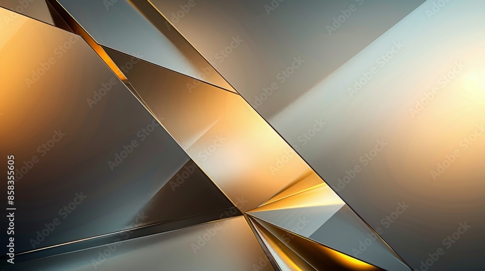 Aufkleber geometric metallic abstract design with gold and silver hues and sharp angles