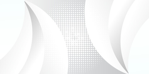 Abstract background with circles and halftone dots pattern. Grey and white backdrop.