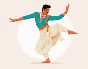 Energetic And Expressive Indian Male Dancer Captivates With Graceful Movements, Intricate Hand Gestures 