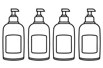 Cosmetic shampoo and conditioner bottle outline illustration of cosmetic bottle