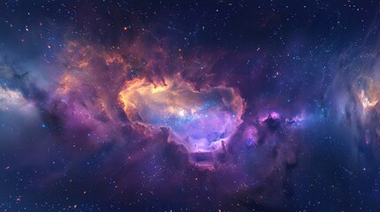 Fototapeta premium High-resolution panorama of a colorful nebula in space