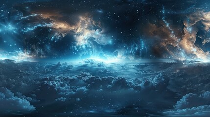 Fototapeta premium High fidelity gigapixel panorama of a starry night sky with clouds