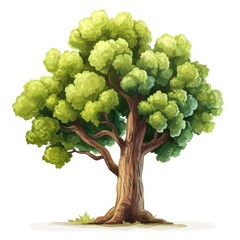 A Lush, Green Tree with a Thick Trunk