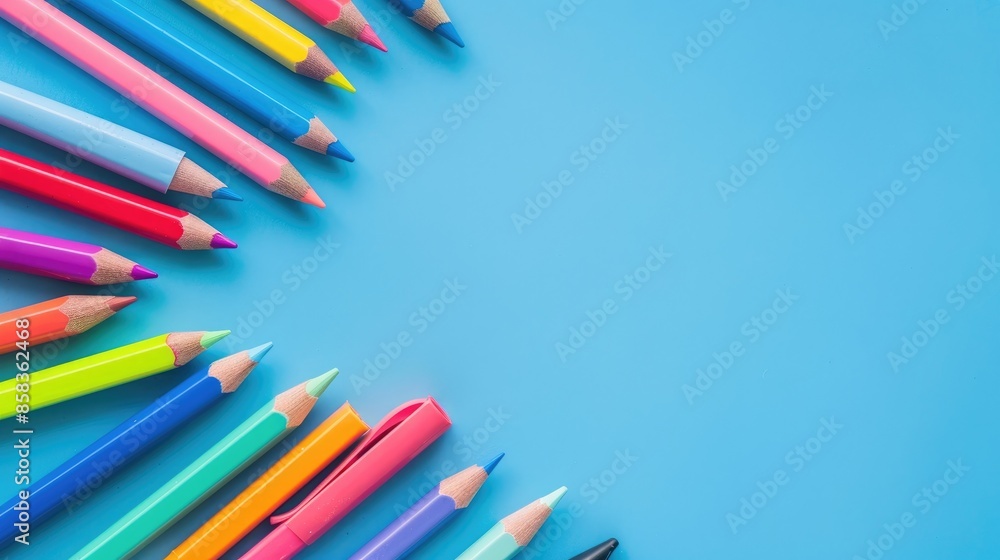 Aufkleber composition featuring felt tip pen frame on blue background with space for text
