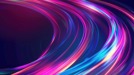 Abstract swirling neon lights background banner
