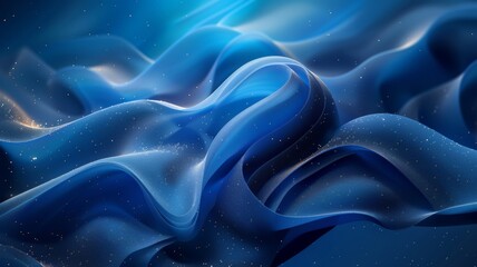 Obraz premium Abstract depiction of ethereal blue waves intertwined with shimmering particles