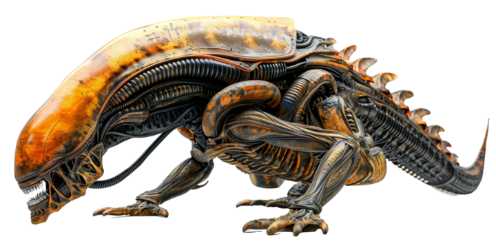  Alien creature  isolated on transparent or white background. Perfect for sci-fi and horror themes.