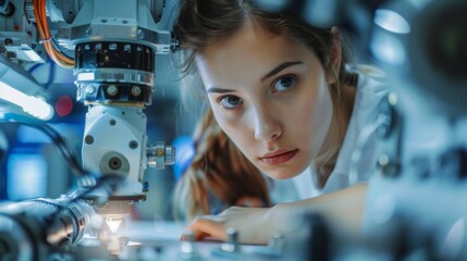Young attractive woman scientist working in laboratory
