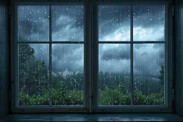 Rainy Day View Through a Window