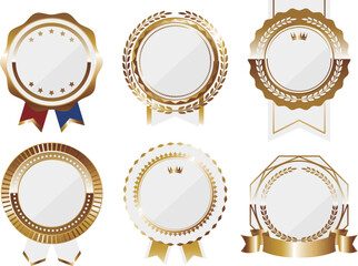 高級感のあるエンブレム6種セット　ホワイト＆ゴールド