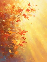 Vibrant Autumn Foliage Bathed in Sunlight - Seasonal Natural Background - 太陽の光を浴びた鮮やかな紅葉 - 季節の自然の背景