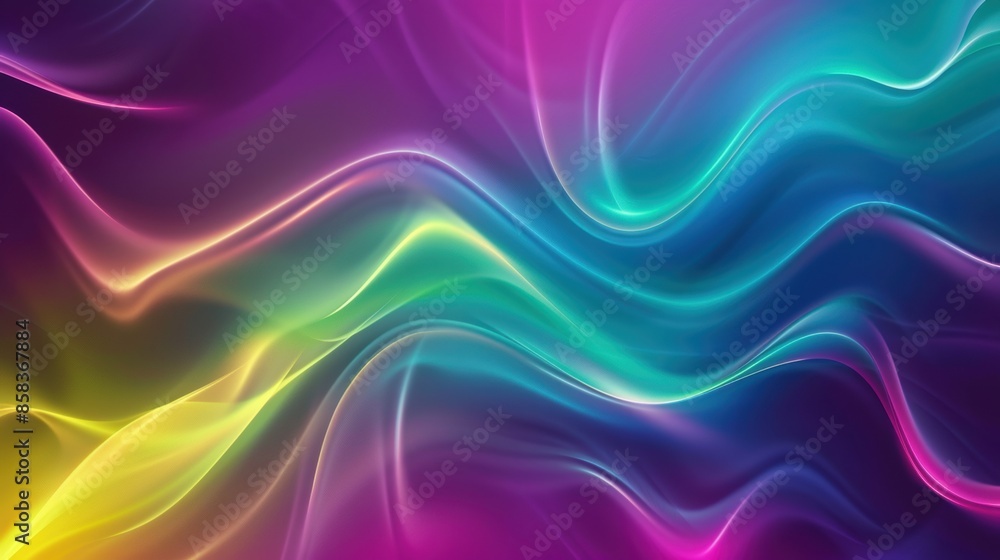 Poster abstract neon gradient background with wavy lines