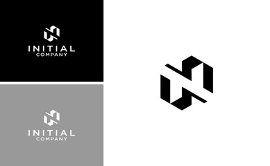 monogram initial N logo design design vector template with abstract geometric 