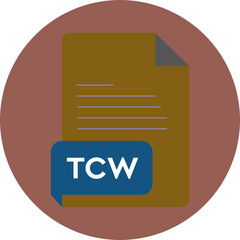 TCW File Extension  icon black color  Crisp Corners  circular shape