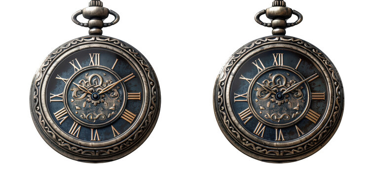 Vintage ornate pocket watch with intricate details and Roman numeral markings. - Powered by Adobe