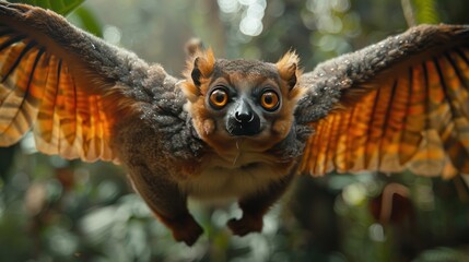 Obraz premium Flying Lemur with Orange Wings
