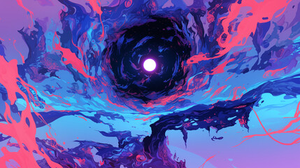 Enigmatic Black Hole: Abstract Cosmic Illustration - 謎のブラックホール: 宇宙の抽象的なイラスト