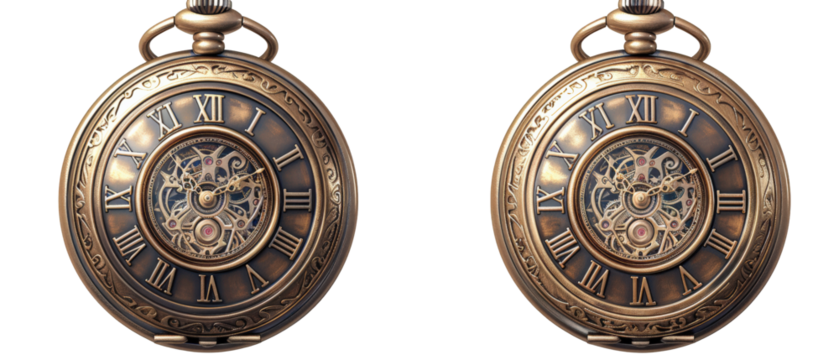 Vintage pocket watch with roman numerals and intricate details.