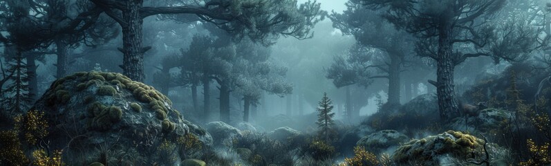 Picture of a forest with mossy trees