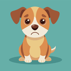 Obraz premium Cute Sad Dog Cartoon Sticker vector Illustration