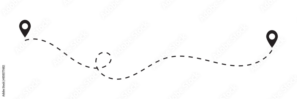 Aufkleber distance solid icon, navigation and route, map pointer vector graphics.