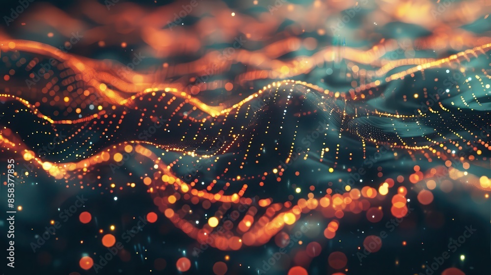 Aufkleber futuristic big data flow visualization with complex information analysis digital art
