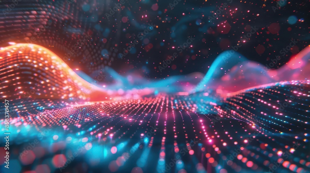Aufkleber futuristic metaverse technology and augmented reality abstract digital background with glowing eleme