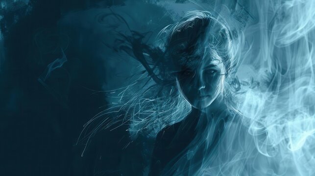 ghostly female apparition haunting supernatural entity digital painting