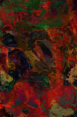 Artist's palette, palette knife painting. Abstract background with many different colors and paint stains