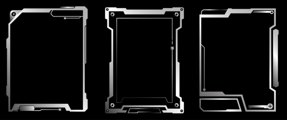 Metalic Fturistic Frame vector, Cyberpunk Border, Sci-Fi Interface Template, Layout Graphic elements © Moovor Lab