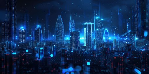 Obraz premium Cyberpunk Cityscape: A Digital Metropolis
