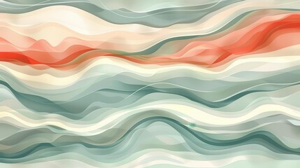 golden abstract horizontal pattern background with pastel sea green gray and red colors digital illustration