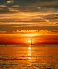 Fototapeta premium High tide sunset at Cemaes bay Isle of Anglesey