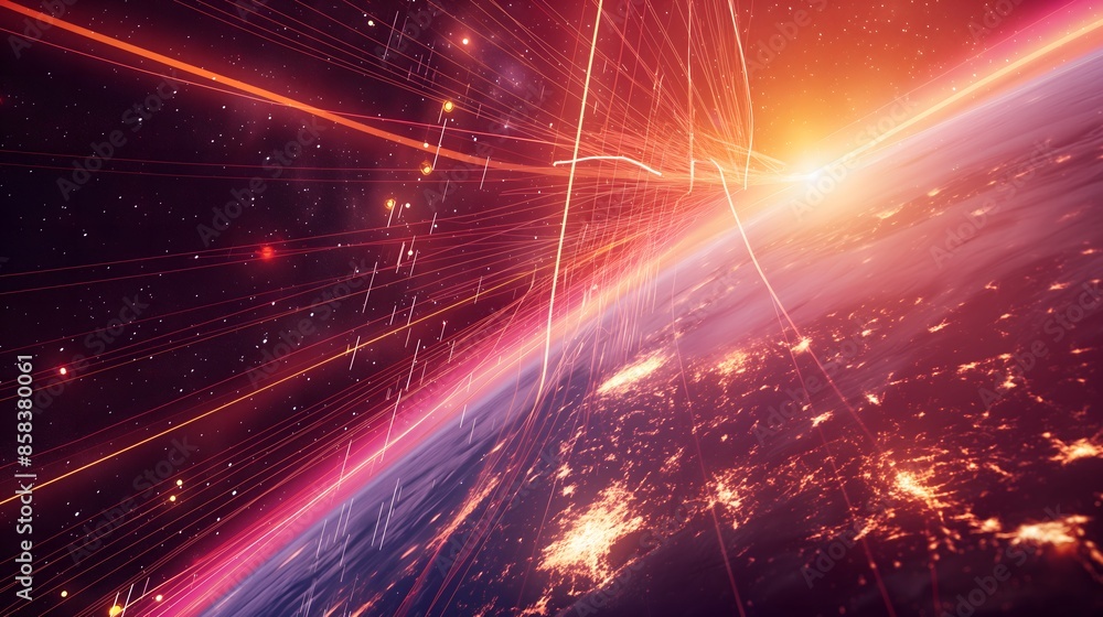 Poster 3. **prompt 3:** imagine a breathtaking scene of earth viewed from orbit, surrounded by a futuristic