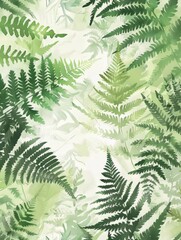 Green Fern Leaf Organic Pattern in Natural Tones for Eco Background Concept