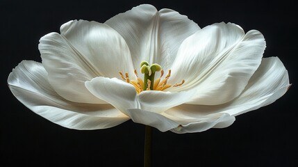   Black background with white flower lit from within
