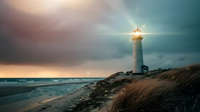 Lighthouse scene animation video looping motion 
