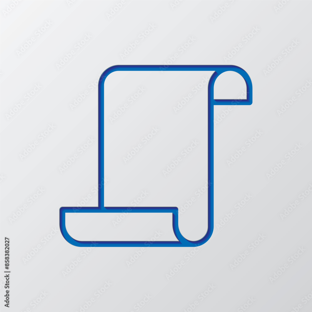 Poster paper script simple icon vector. flat design. paper cut design. cutted blue symbol with shadow. gray