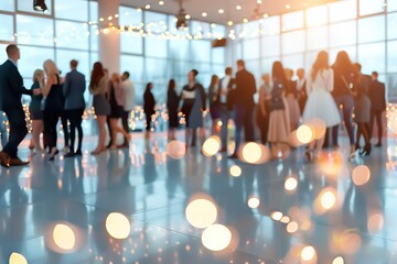 Blurred Shot Of Business People At Party In Office Event