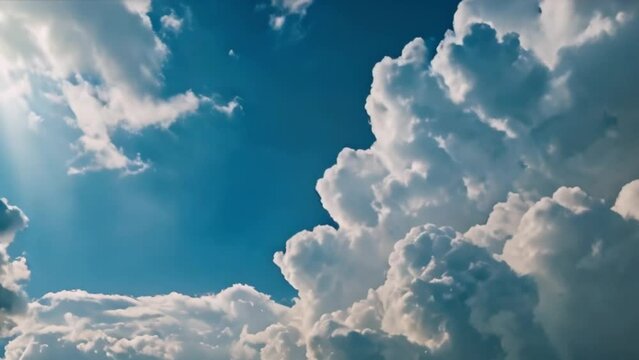 Blue sky with  white clouds nature background weather clear sunlight timelapse  slow motion 4k full hd video download.