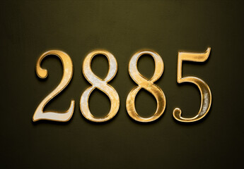 Old gold effect of 2885 number with 3D glossy style Mockup.