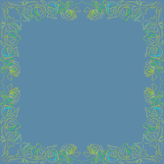 Neon roses frame on the dark background