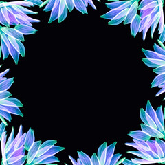 Blue Christmas frame on the  black background