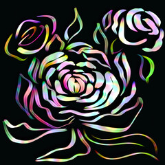 A vibrant illustration of a rose and peony in full bloom, showcasing their intricate petals and lush colors. Ideal for floral art lovers, design projects, and decorative purposes.